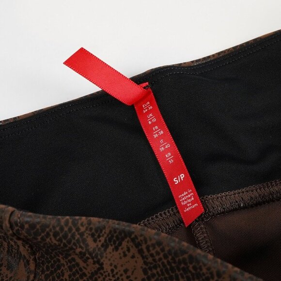 Spanx Snake-Printed Faux Leather Leggings Brown - Size Small - EUC - Picture 6 of 7